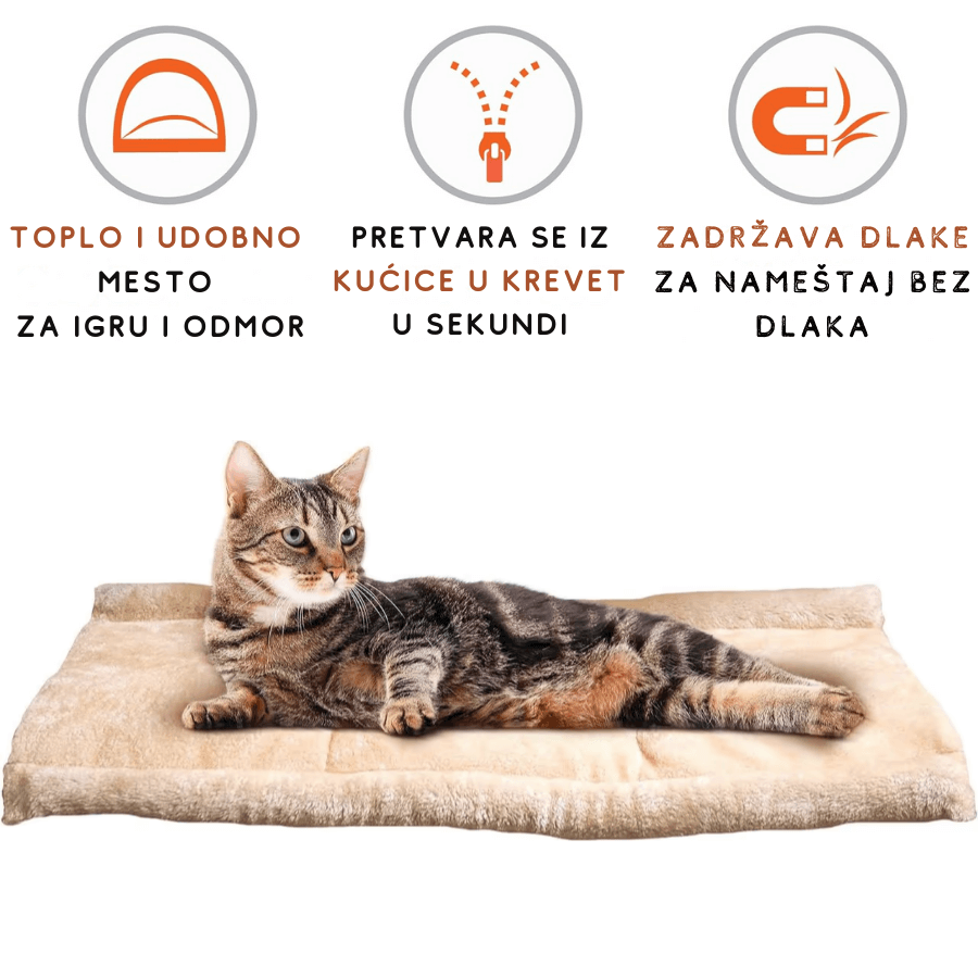 KittyShack - 3 u 1 kućica, krevet i prostirka za mačke